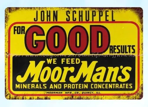 nice wall decor Moorman Feed Mfg Quincy IL metal tin sign