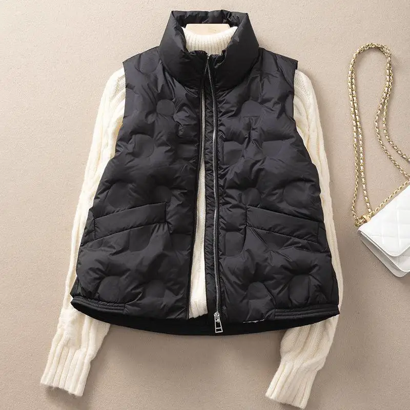 

Women's down Vest Lightweight Du down Jaet Khaki Color Autumn Winter New Sle Outdoor Wearable Quilted oulder Pad