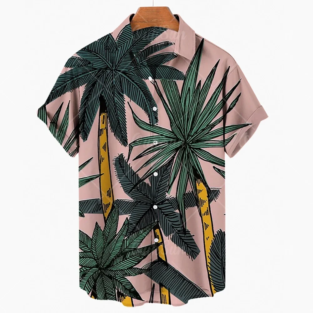 2022 Hawaiian Shirt 3D T-shirt Coconut Tree Pattern Man Vacation Casual Beach Tee