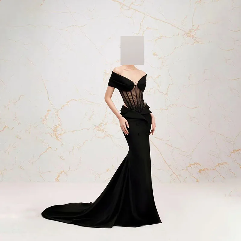 

Mermaid Chiffon V-Neck Party Dress Sleeveless Pleats Formal Occasion Party Dress Lace Embellished Floor-Length Ball Dress