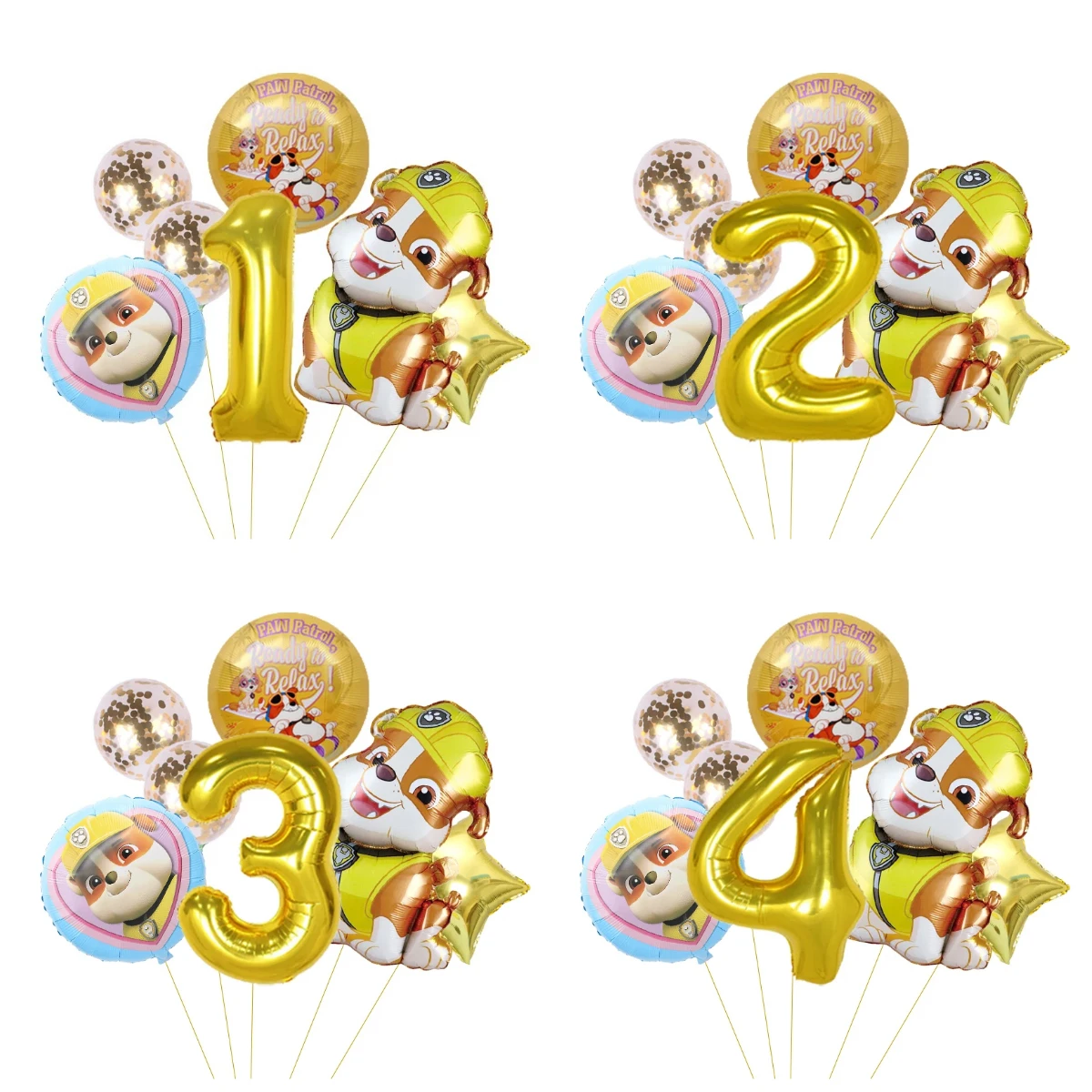 Set de 7 Globos de Aluminio con Números del 0 al 9 de la Patrulla Canina, Globos de Látex para Decoración de Fiestas de Cumpleaños, Globos de Aluminio con Diseño de Perro de Dibujos Animados, Suministros para Regalos