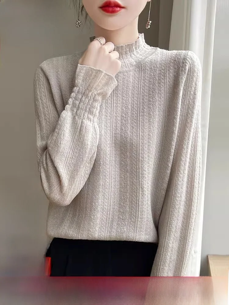 Women's Camere Knitwear Loose Fit f High Collar Sweater Autumn New Sle Tassel Long Sve Warm Thermal Base irt
