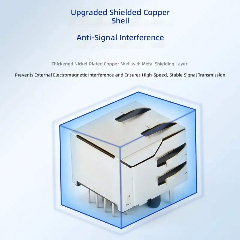 for RJ45 Connector 5621 Series Gold Plated Pin Shielded Copper Shell Flame Retardant Ethernet Network Motherboard