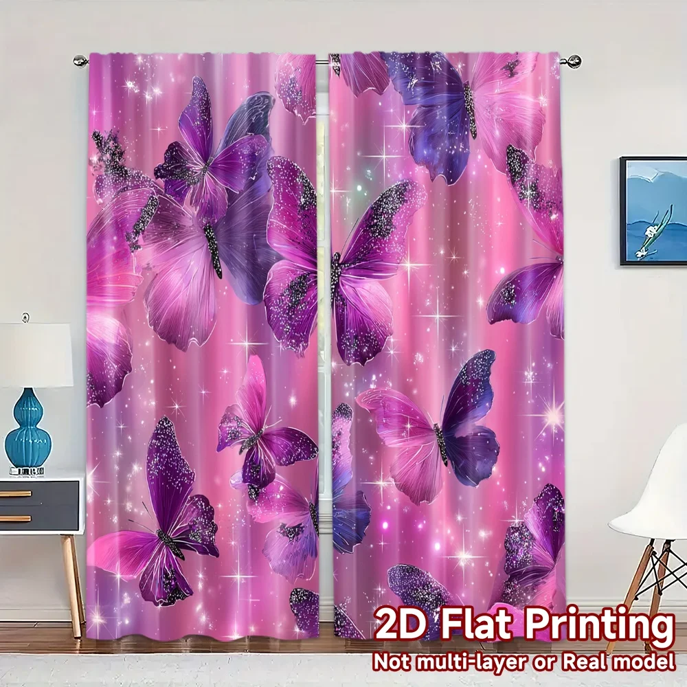 2D Flat Printing,JIT 2pcs, Curtains (Without Rod) Butterfly Dreams Popular Curtains Polyester Curtains Home Decor Ldeal for