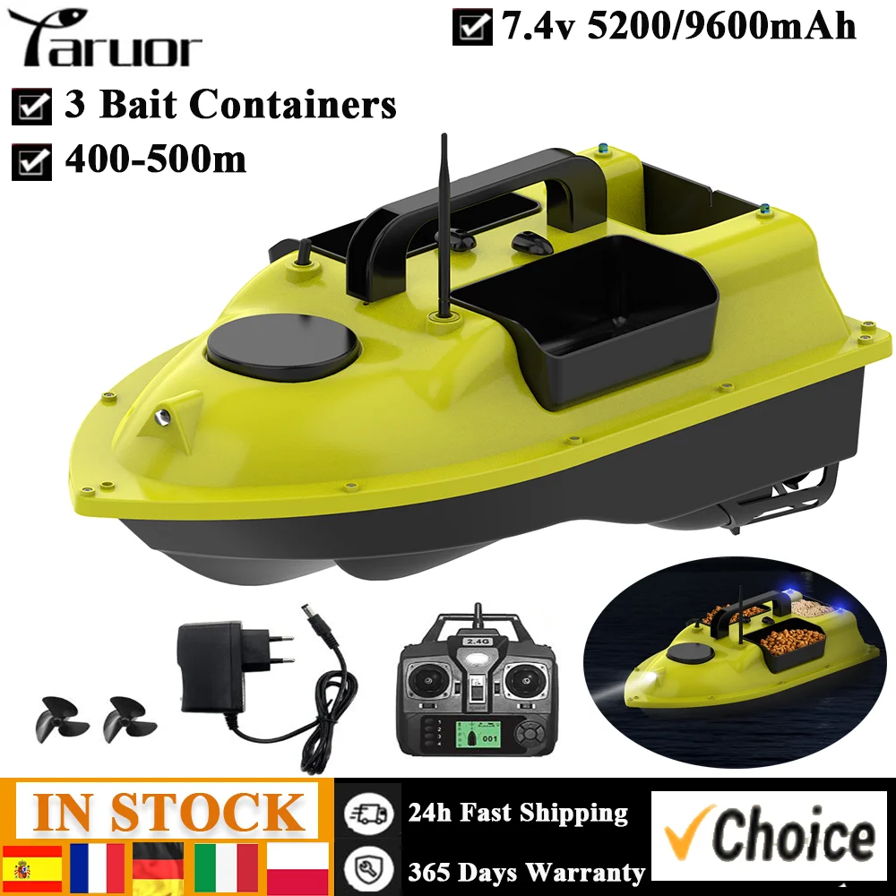 400-500M Remote Control  Fishing Bait Boat with 3 Bait Containers Automatic Bait Boat with Double Motors and Double Propellers