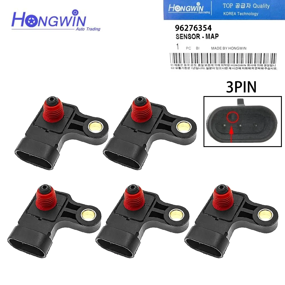 5 uds Sensor de presión del mapa para Chevrolet Daewoo Lacetti Lanos Leganza Nubiba Optra Rezzo Tacuma 1,4 1,6 1,8 2,0 96276354 25184080