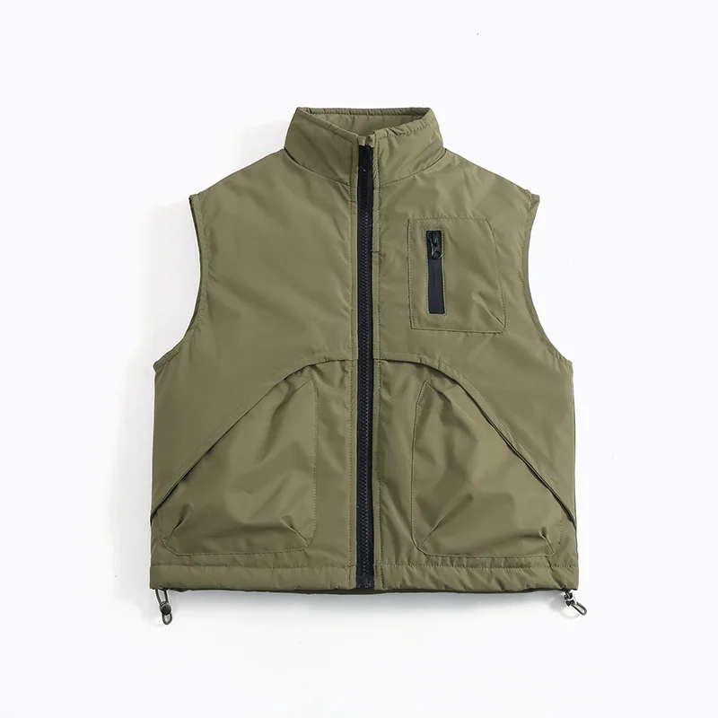 Herbst-Winter-Mode Jungenweste Einfarbig Dick Warm Stehkragen Reißverschluss-Weste Für 3-10 Jahre Alte Kinder Baumwoll-Daunenjacke – Detail 10