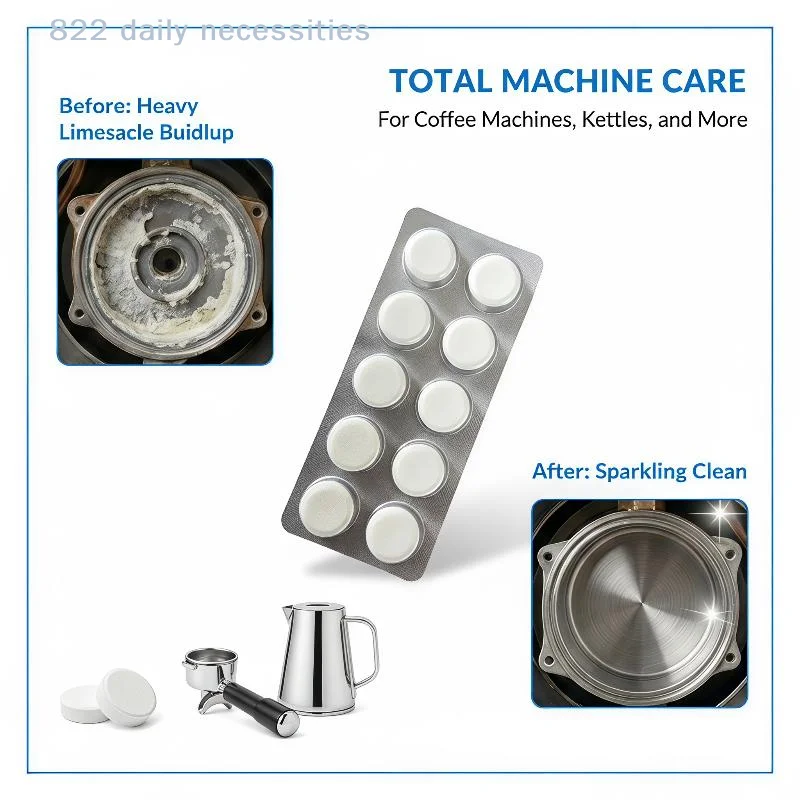 Coffee Machine Descaler Tablets 30 Pcs Bulk Pack Universal Compatible for Household Cafe Commercial Coffee Machine Maintenance