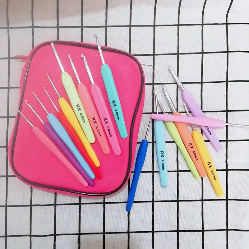 1.0 مللي متر-6 مللي متر الكروشيه هوك مقبض مريح للأيدي التهاب المفاصل اضافية Long إبر الحياكة للمبتدئين والغزل الكروشيه #4