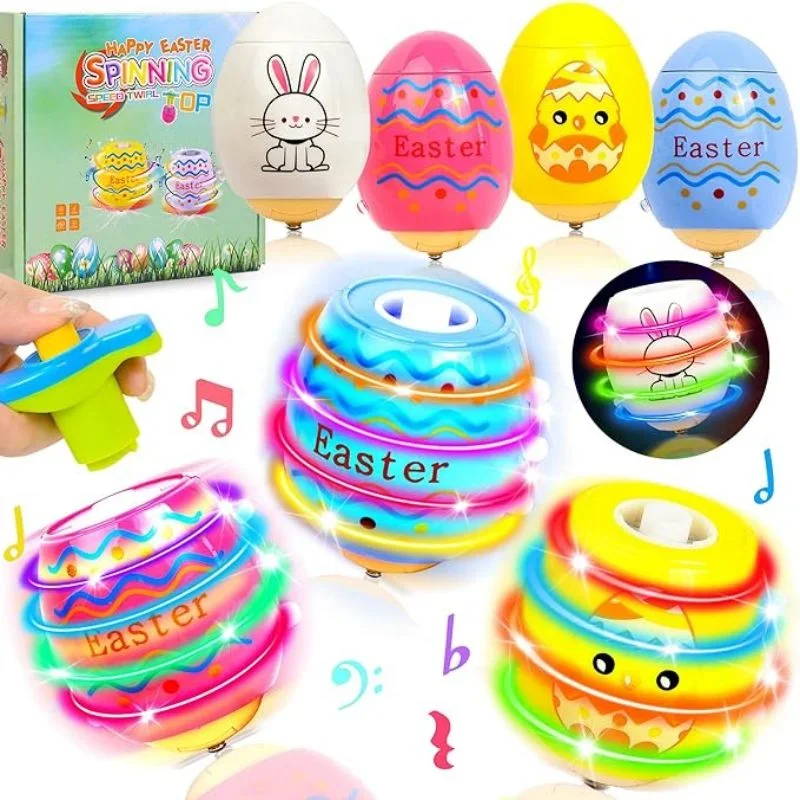 Easter Egg Light Up Spinning Finger Lights Spinning Top Easter Basket Stuffers Toy Glow in the Dark Easter Toys Easter Eggs