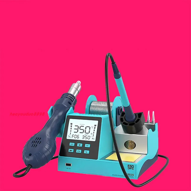 BK602S 2-in-1 Soldering Workstation, Anti-Static Heat Gun, High-Power Soldering Iron, Auto Sleep, Desoldering Station