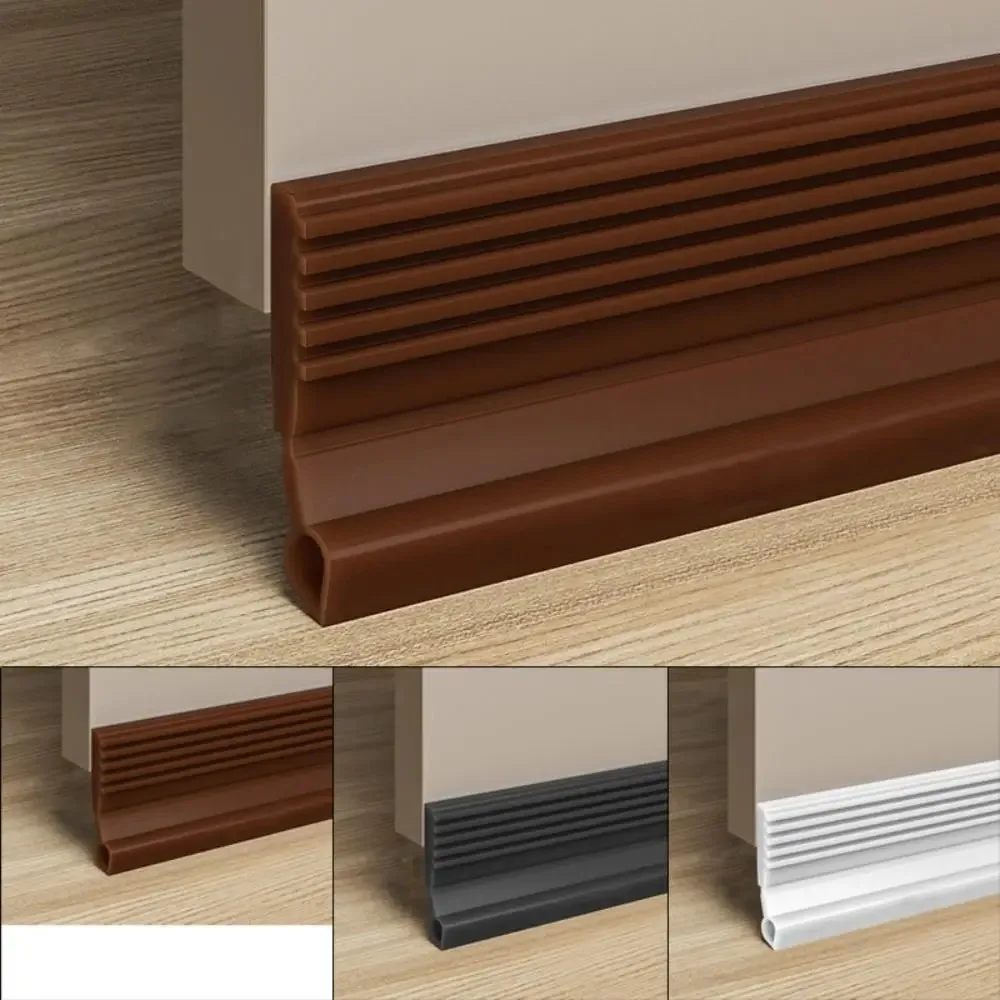 

1pc Under Door Weatherstrip Self-Adhesive Windproof Door Bottom Seal Strip Double Dustproof Free-Cutting TPE Strip