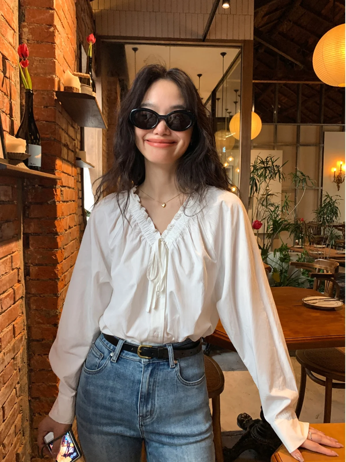 

Pusumede Vintage White irt Женский дизайн Sensation Small ence Утягивающий длинный све Элегантный топ из бамбукового волокна и смеси хлопка