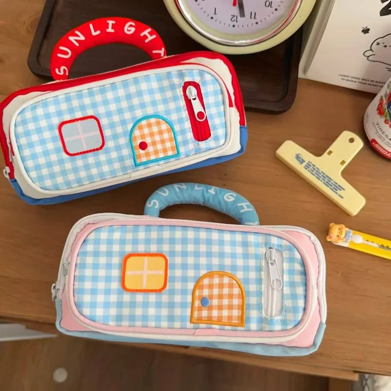 

2025 новый дизайн, милый пенал в форме дома, многослойный ручной ящик для хранения с ручкой, милые школьные принадлежности большой емкости