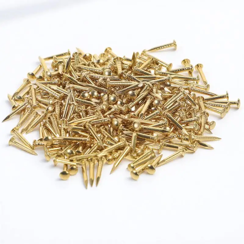 

200pcs 8Mm Brass Nails Durable Round Head Fastening Furniture Hinge Decorative Boxes Woodworking Carpentry Accessories Hardware