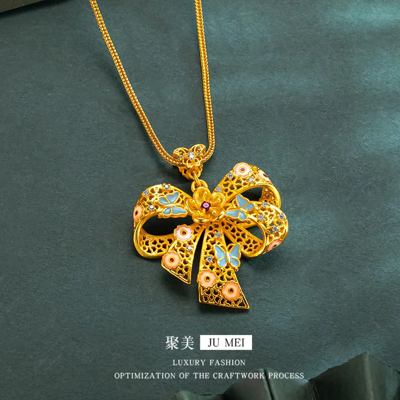 

Роскошное женское ожерелье из чистого золота 9999 пробы 24 карата с цепочкой на ключицы, модное ожерелье, цепочка из змеиной кости 2,0 мм