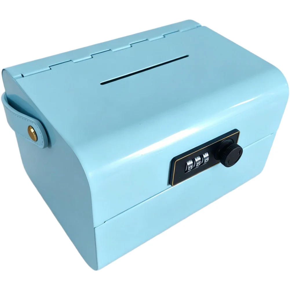 Compact Yet Spacious Locking Money Box Made from Reinforced Steel with Intuitive Clockwise Counterclockwise Opening