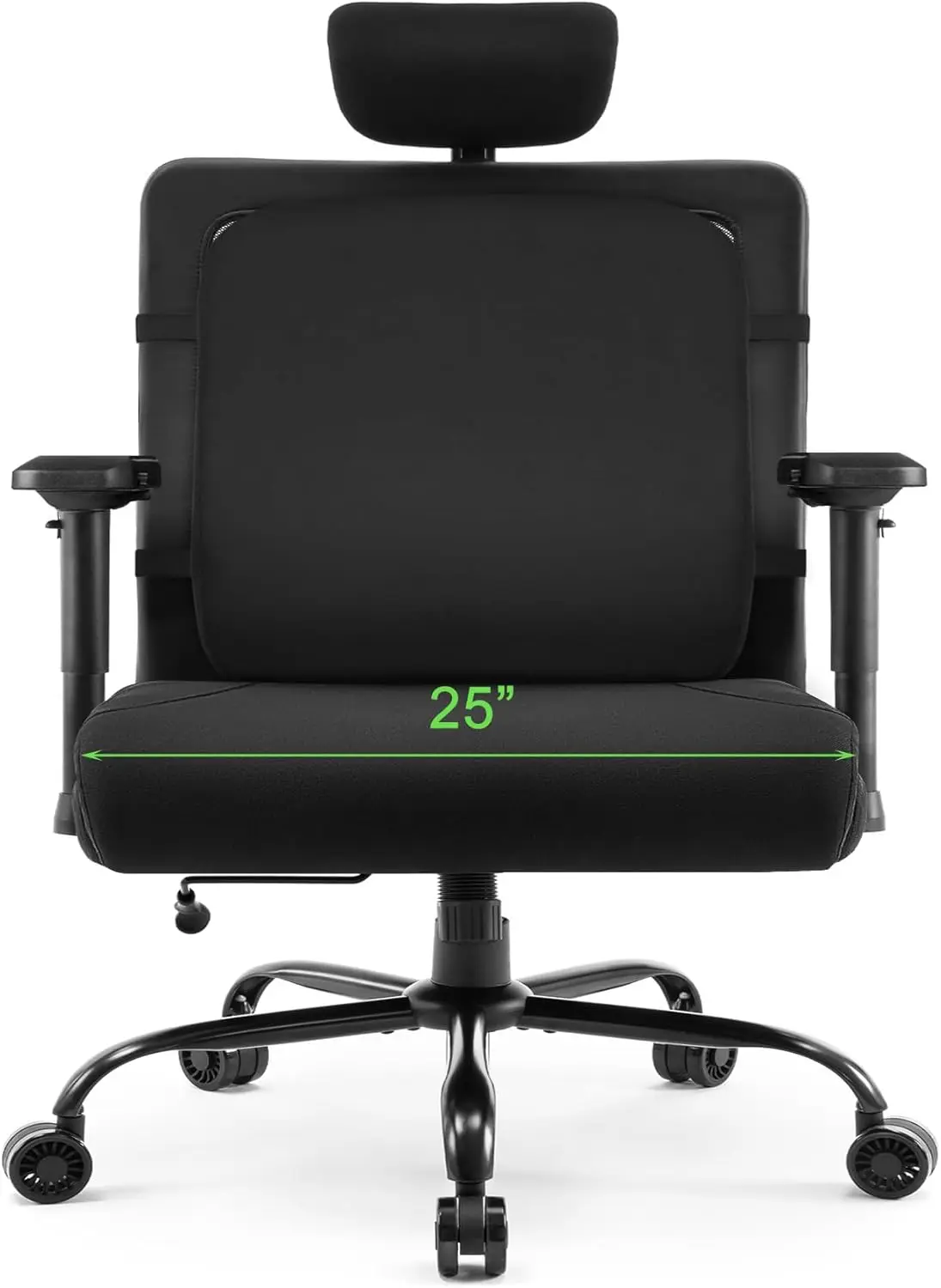 

Wide Seat Office Chair for Big and Tall 500lbs, with High Back Adjustable Headrest Lumbar Support Arms Wheels Heavy Duty (