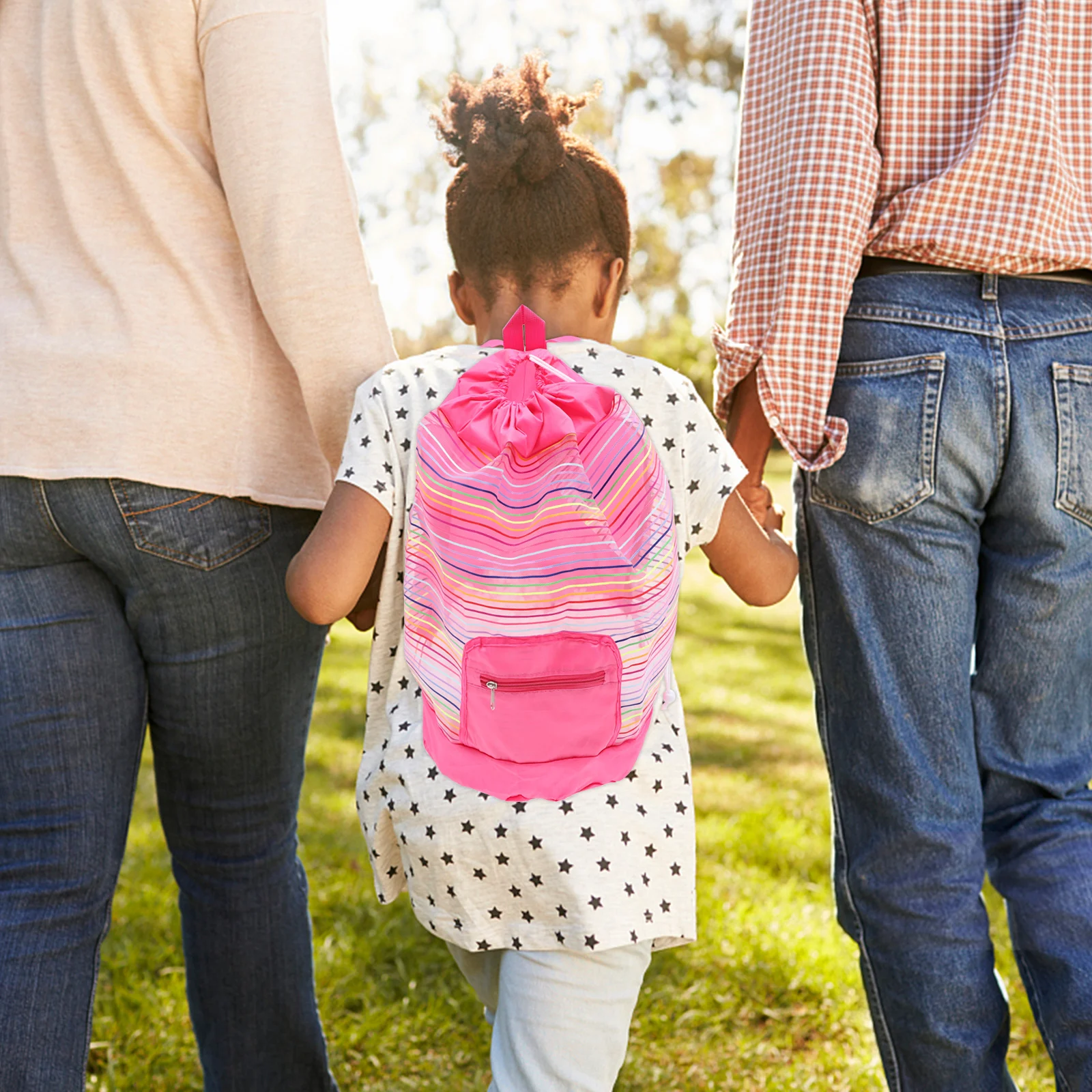 

2Pcs Mesh Beach Bags Colorful Lightweight Oxford Cloth Portable Shell Storage Pouches Travel Storage Organizer for Kids