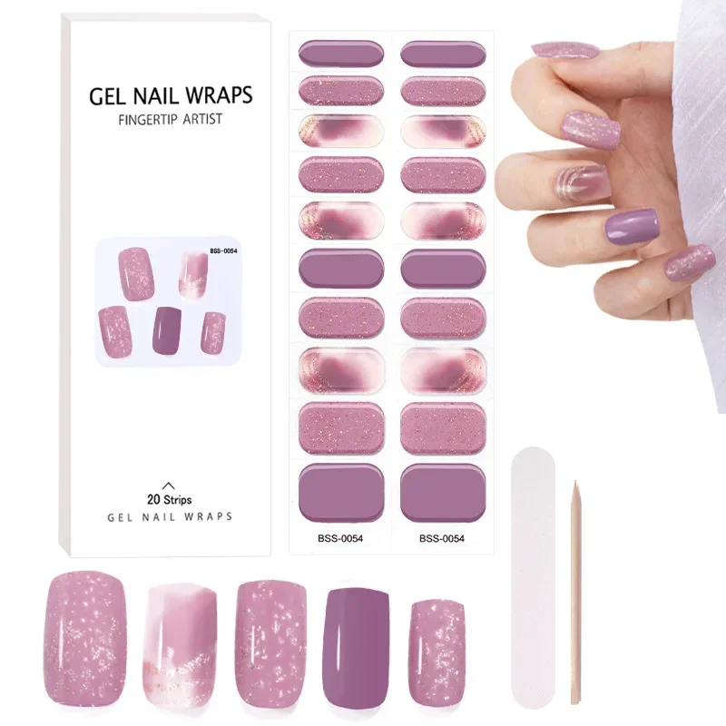 

20Tips/Sheet Nail Charm Stickers Gel Nail Design Full Cover UV Polish Glue European And American Semi-cured Nail Stickers