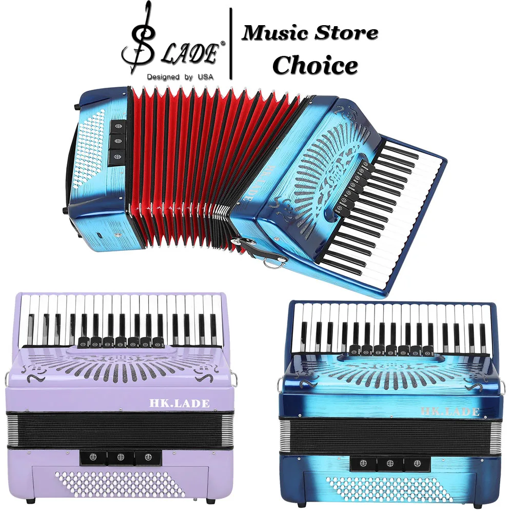 37 Keys 96 Bass Accordion Concertina HK·LADE Professional Accordion Keyboard Instrument for Grading Performance Playing
