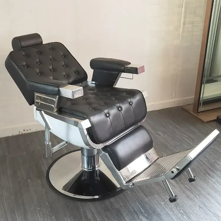Cross-border Hydraulic Easy Barber Chair Sales Rotary Shop Red Shaving Chair Reclining Men's Antique Barber Chair