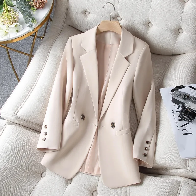 

Long Sleeve Spring Casual Blazer 2024 Notched Business Suits Women Work Office Blazer Women Coats Female Casual Jacket