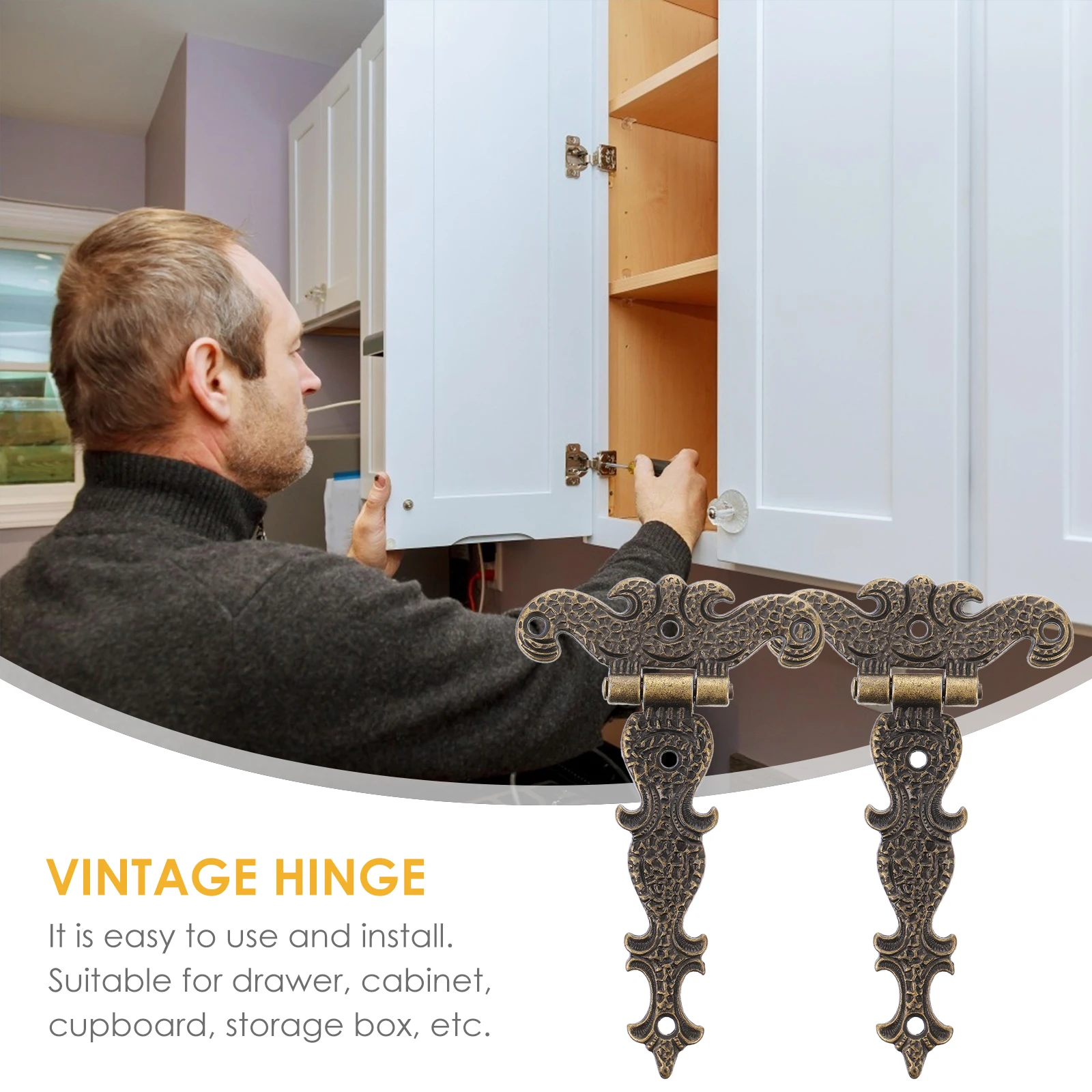 

2pcs Zinc Alloy Hinge Wooden Door Vintage Decor European Style Furniture Storage Box Cupboard Cabinet Hardware