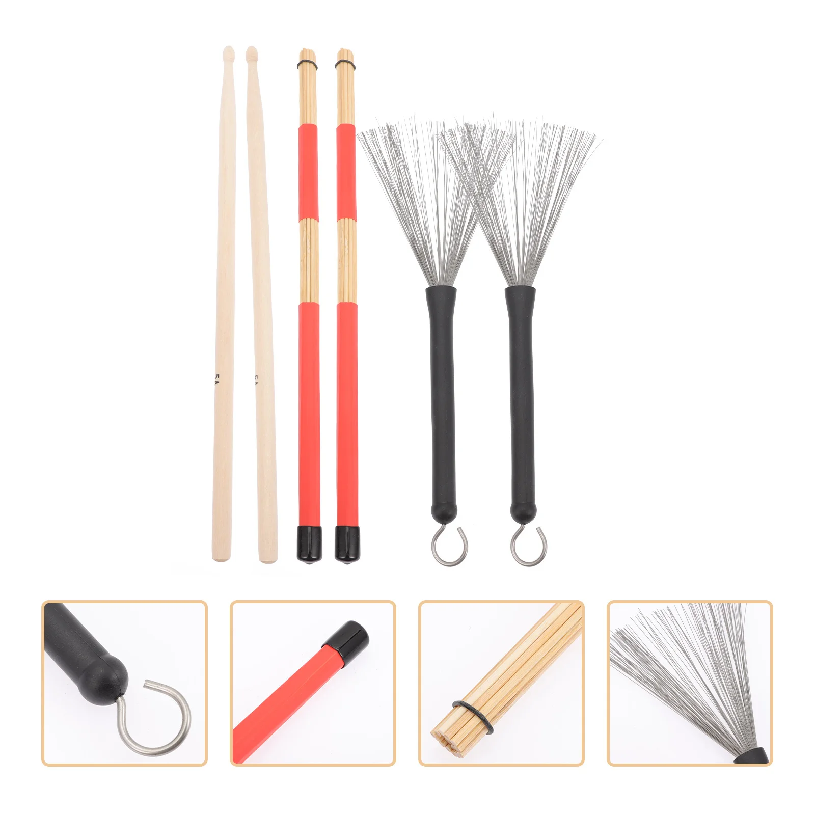 

1 Set Steel Wire Brush Sticks 5A Drumstick Brush Kit For Practice Performance Adults Storage Bag Included Drum Accessories