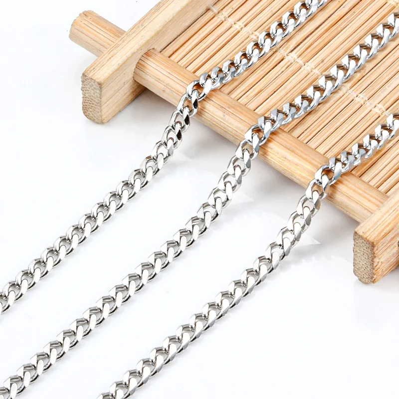 

1Meter Stainless Steel Chain for Men Women Curb Cuban Link Chain DIY Punk Choker Necklace Bracelet Hip Hop Male Jewelry Supplies