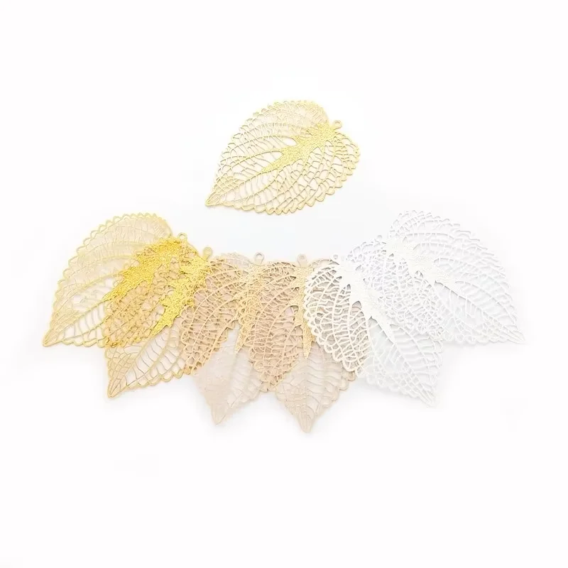 BoYuTe (10 Pieces/Lot) 41*56MM Filigree Leaf Pendant Materials Handmade Diy Jewelry Accessories