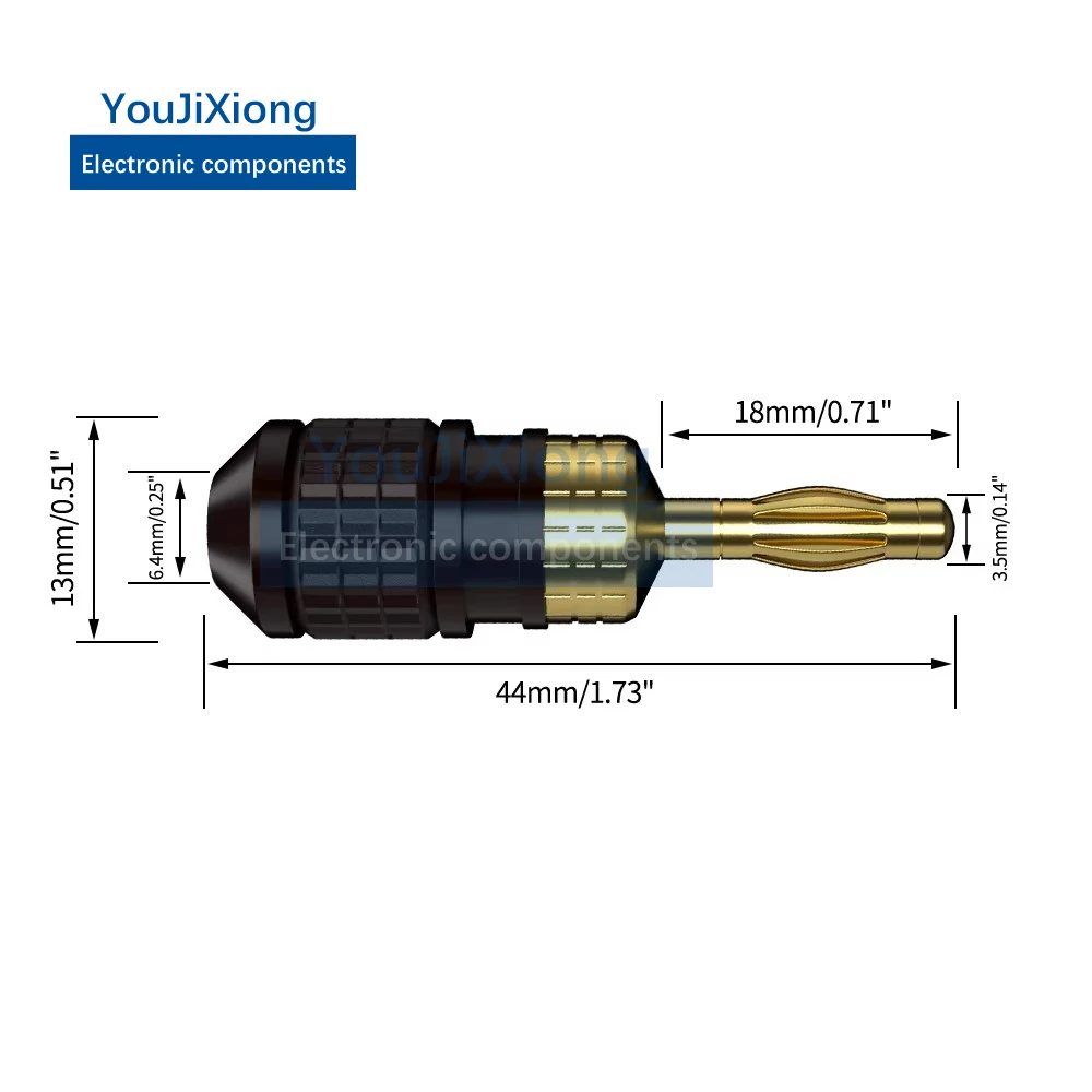 2PC Solder-free Screw Monster 24K Plated Real Gold All Copper Banana Head Speaker Cable Plug 4mm Lantern