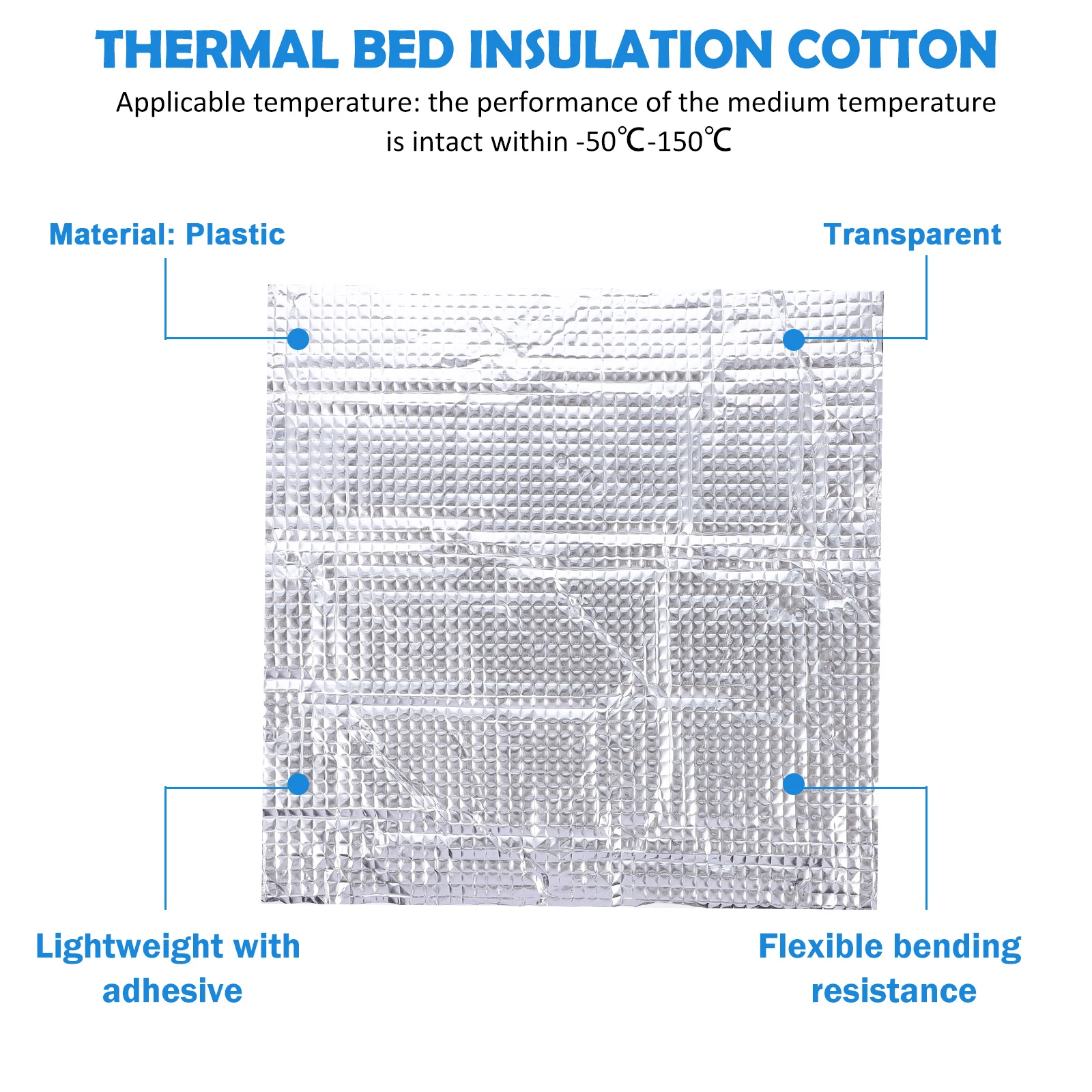 

3D Printer Insulation Pad 300x300x10mm Thermal Mat Heated Bed Heated Bed Insulation Mat Accessory Waterproof Lightweight