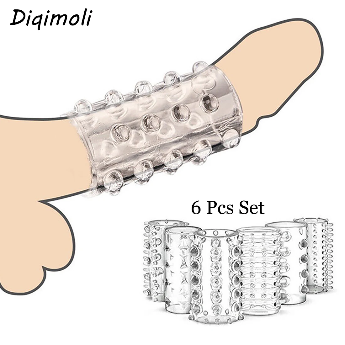 Stretchable Penis Rings Delay Ejaculation 6 Pcs Set Cock Rings Sex Toys for Men Semen Lock Ring Sex Endurance Train Penis Sheath