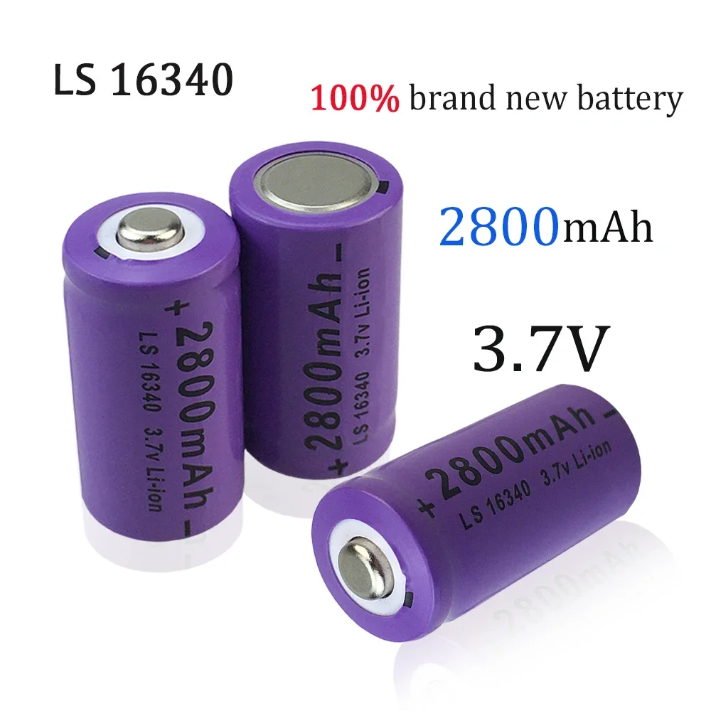 2024 NEW 16340 3.7V 2800mAh CR123A RCR 123 ICR Safety Camera Rechargeable Lithium Ion Battery