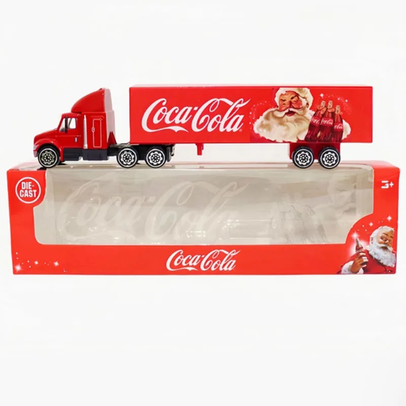 Modèle réduit de camion Peterbilt Santa/Beverage Truck, échelle 1/87e, moulé sous pression, conteneur de transport, voiture, jouet pour enfant, décoration, cadeau de Noël