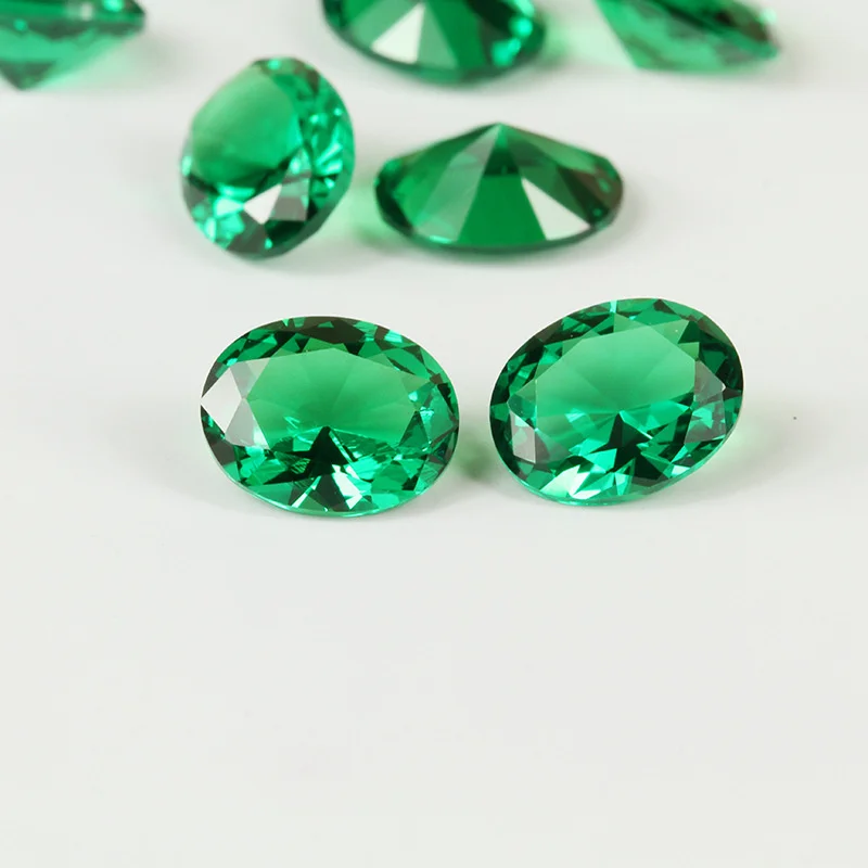 Oval Shape Synthetic Nanocrystal Green Color Loose  Gemstones Multiple Sizes Nano Stones Heat Resistant For Jewelry Making