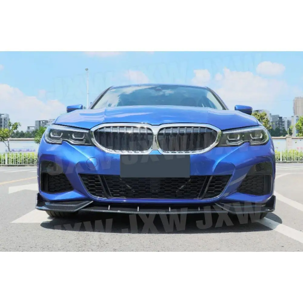 

3 PCS/Set PP Black Carbon Look Front Lip Spoiler Chin Splitters For BMW 3 Series G20 G28 2019 2020 Head Bumper Guard