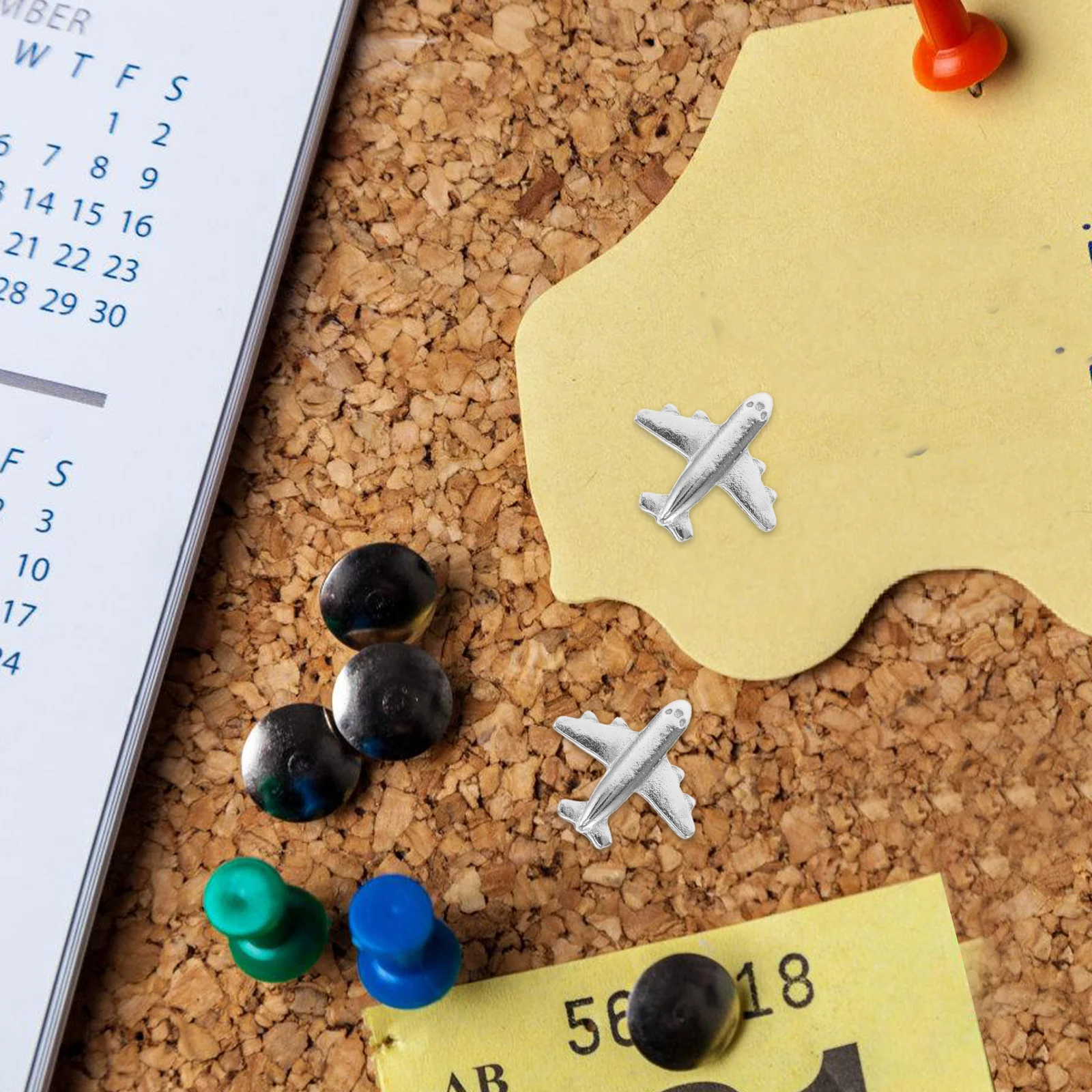 

24Pcs Cute Airplane Push Pins Silver Metal Decorative Tacks for Bulletin Board Craft Wall Hanging Map Travel Office School