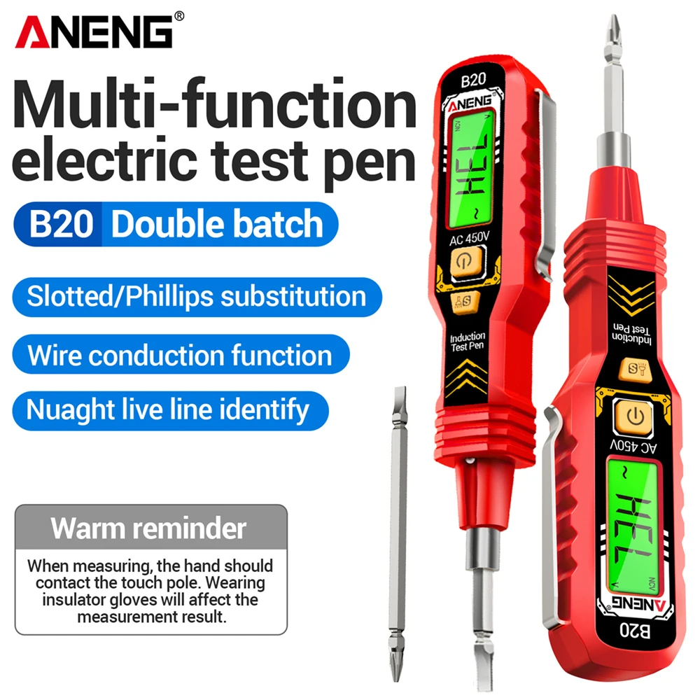 ANENG B20 Voltage Test Screwdriver AC Voltage 11V~450V Detection Slotted Dual Head Cross Dual-purpose Electrical Meter Tool