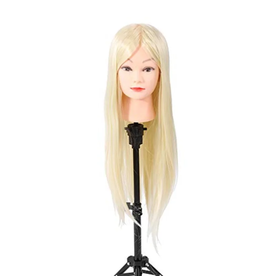 

Голова манекена для волос с синтетическими волосами для обучения косметологии и практики укладки волос идеально подходит для студентов и профессионалов