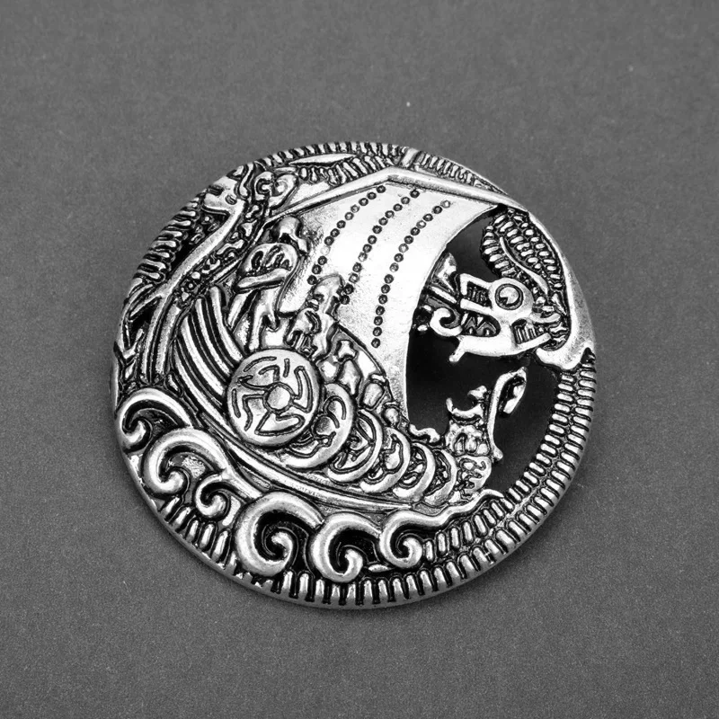 Viking Brooch For Women Medieval Rune Flower Shield Pin Brooch Cloak Shawl Pin Celtic Decoration image 2