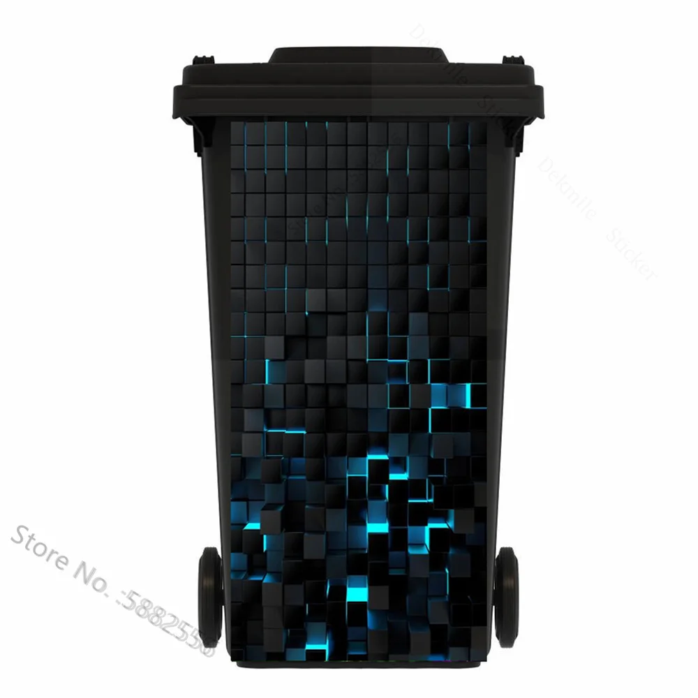 Cat Geometry Scenery Outdoor Trash Can Sticker Waterproof Removable Motorcycle Mural DIY Trash Can Lid Decal Home Decor Sticker view 2