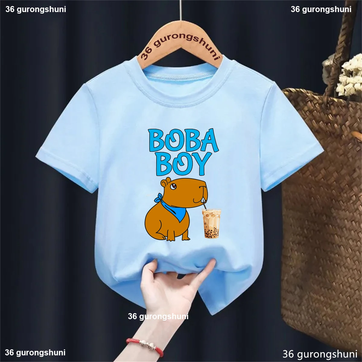 

Boba Girl/Boy Capybara Love Boba Graphic Printed Tshirt Girls/Boys Birthday Gift Party Kids Clothes Harajuku Kawaii T-Shirt