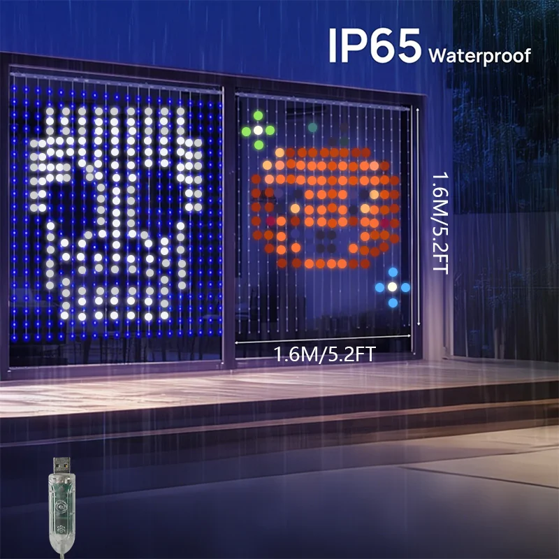 Led Smart Curtain Lights New year's garland App RGB Fairy Lights DIY Pattern Music Ambient Lighting For Home Holiday Party