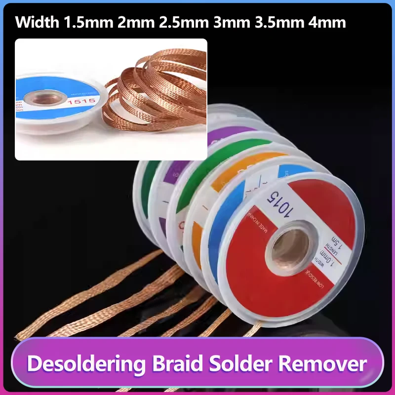 1 ~ 200 шт. фитиль для распайки, оплетка, сварочный припой, ширина 1,5 мм, 2 мм, 2,5 мм, 3 мм, 3,5 мм, 4 мм, съемник проволоки, свинцовый шнур, флюс, инструмент для ремонта BGA