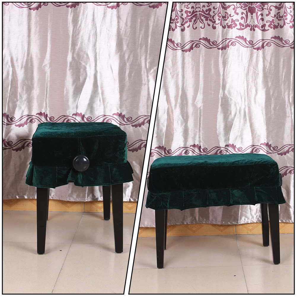

Chair Cover Piano Stool Seat Protective Multicolor Pleuche Bench Dark Green Covers