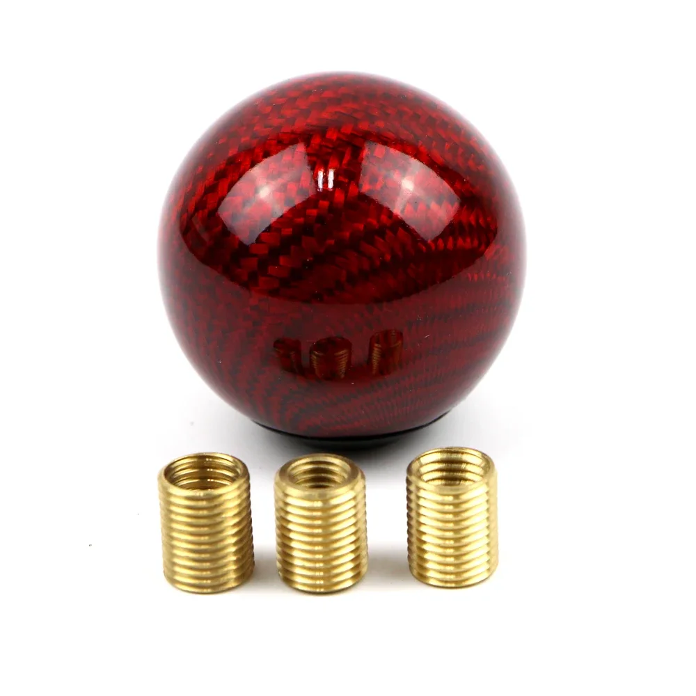 

Car Interior Gear Shift Knob Universal Manual Handle Lever Shifter Knob Ball Red Carbon Fiber Style