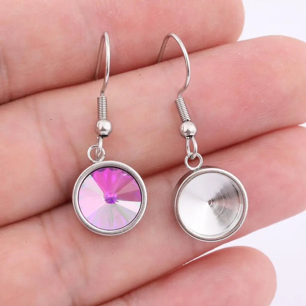 10 stücke Edelstahl passen 10mm Point back Cabochon Stein Ohrring Basis Einstellung Rohlinge DIY Ohrring Herstellung Materialien
