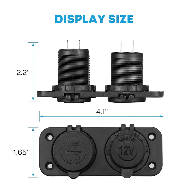 Cigarette Lighter Socket Splitter 12V Dual USB Charger Power Adapter Outlet for Car Boat Marine Motorcycle Scooter RV DIY Kit